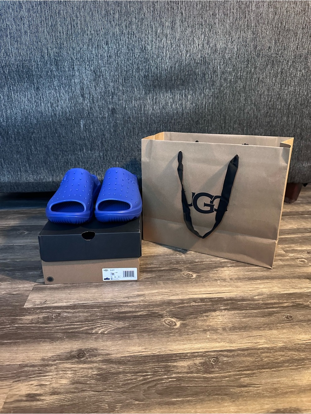 UGG Slide It Men’s Blue Slide Sandals Slip-On Logo US 11 UK 10
